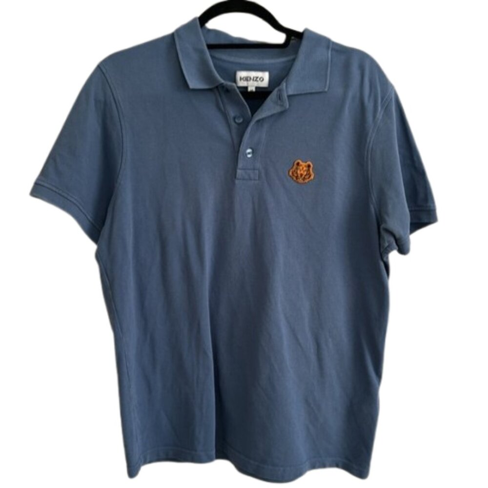 Kenzo blue tiger crest polo shirt size medium